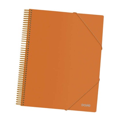 Cartella Dohe con 40 buste formato A4 - Copertina in polipropilene opaco da 800 micron - Buste trasparenti da 80 micron - Spirale in plastica colorata - Elastici coordinati