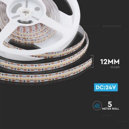 V-TAC Strip LED SMD2110 21W/m 5m 700 LED/m 150LM/W 24V 4000K IP20 CRI>95 12mm