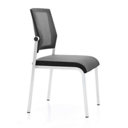 Cromad Design Pack da 4 Sedie - Seduta in Schiuma - Schienale in Rete - Ideale per Uso Commerciale - Impilabile - Colore Nero