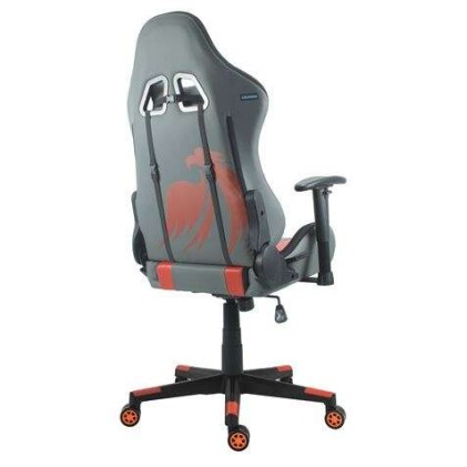 Sedia da gaming Cromad Serie Phoenix - Altezza Regolabile con Pistone a Gas Classe 2 - Reclinabile fino a 180º - Cuscini Lombari e Cervicali - Colore Grigio/Rosso/Nero