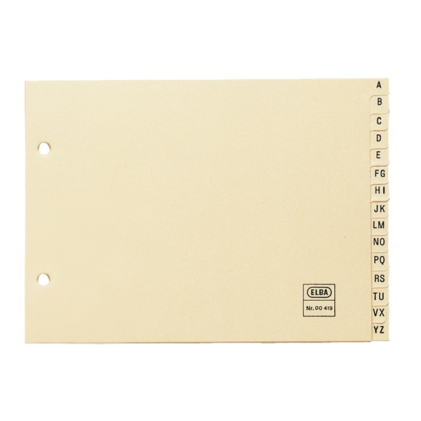 Indice alfabetico Elba Formato 4&deg; Orizzontale 15 AZ - Cartoncino 180gr - Organizzazione alfabetica - Resistente e durevole - Colore Beige