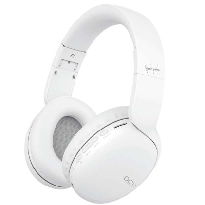Cuffie Bluetooth Pieghevoli Multifunzione DCU Tecnologic - Suono Chiaro e Potente - Connessione Stabile V5.0 - Batteria a Lunga Durata - Design Compatto e Leggero - Colore Bianco