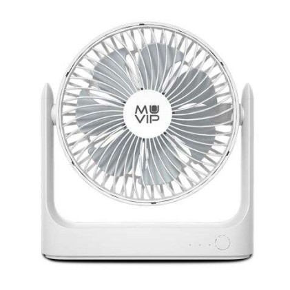 Ventilatore Portatile da Tavolo Muvip 5,5W Diametro 18cm - 3 Velocità - Angolo Regolabile fino a 360º - Autonomia fino a 15h - Colore Bianco