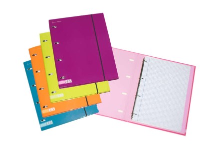 Raccoglitore Ancor Carpetblok A4 a 4 anelli con ricambio quadrato 4x4 mm - Chiusura in gomma - Colori assortiti