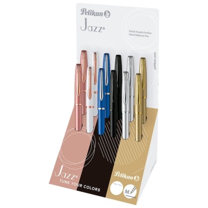 Espositore Pelikan Sfera Jazz Noble Elegance con 12 penne a caricamento a rotazione - Punta media - Design elegante e sofisticato - Confezione regalo inclusa