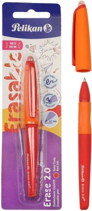 Penna a sfera Pelikan Roller Erase 2.0, tratto 0,7 mm - Impugnatura ergonomica - Inchiostro a lunga durata - Design fresco e divertente - Colore rosso