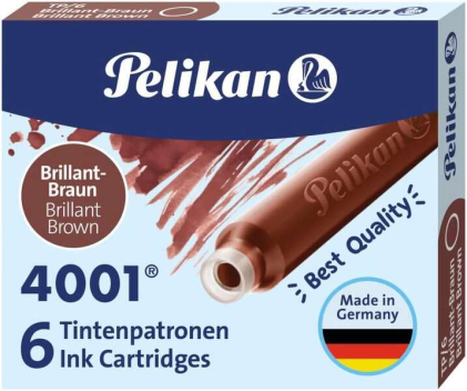 Pelikan Confezione da 6 cartucce d'inchiostro di alta qualità 4001 TP/6 - Compatibili con penne stilografiche - Marrone