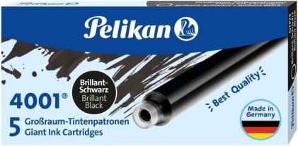 Pelikan 4001 GTP/5 Confezione da 5 Cartucce Lunghe - Inchiostro di Alta Qualità - Compatibile con Penne Stilografiche - Nero