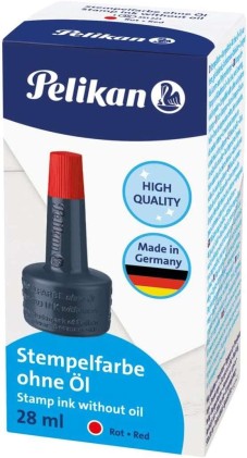 Flacone di inchiostro Pelikan per timbri 28 ml - Senza olio - Asciugatura rapida - Resistente all'acqua - Rosso intenso