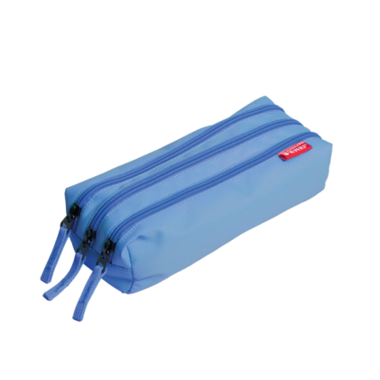 Enri Astuccio con 3 scomparti - Chiusure con cerniera - Realizzato in poliestere - Colore blu