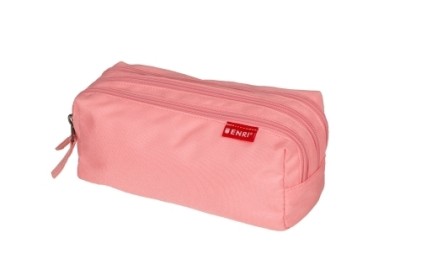 Astuccio Enri con 3 scomparti - Chiusure con cerniera - Realizzato in poliestere - Colore rosa