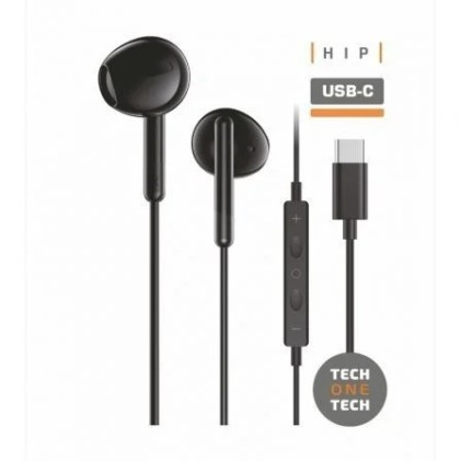TechOneTech ear Tech Hip Cuffie In-Ear USB-C - Microfono Integrato - Assistente Vocale - Cavo da 1,20 m