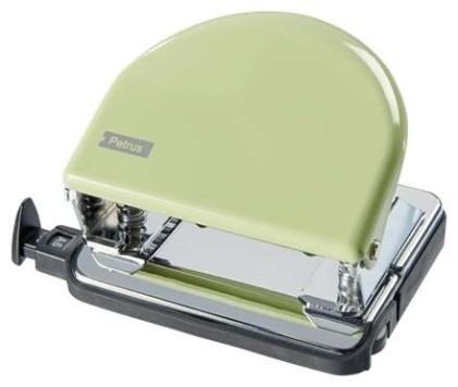 Petrus 52 Perforatrice in metallo retrò - Fino a 20 fogli - Segni di formato - Svuotamento facile - Perforatori da 5,5 mm - Colore giallo tenue