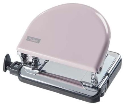 Petrus 52 Perforatrice in metallo retrò - Fino a 20 fogli - Segni di formato - Svuotamento facile - Perforatori da 5,5 mm - Colore crema fragola