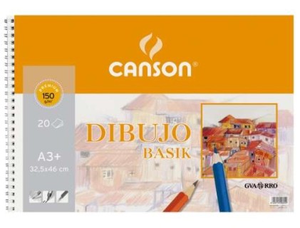 Blocco da disegno Canson Basik da 20 fogli A3 150gr - Misure 32,5x46 cm - Colore Bianco