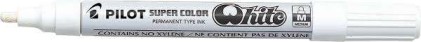 Pilot Super Color Permanent Marker - Punta in poliacetale da 4,5 mm - Inchiostro molto denso e opaco - Corpo in metallo - Colore bianco