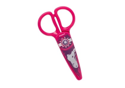 Dahle 54675 Kids Forbici per bambini 12cm per i pi&ugrave; piccoli - Lame in plastica - Punte arrotondate - Modello cavallo - Colore rosa