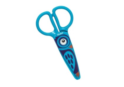 Dahle 54676 Kids Forbici per bambini 12cm per i pi&ugrave; piccoli - Lame in plastica - Punte arrotondate - Modello gufo - Colore blu