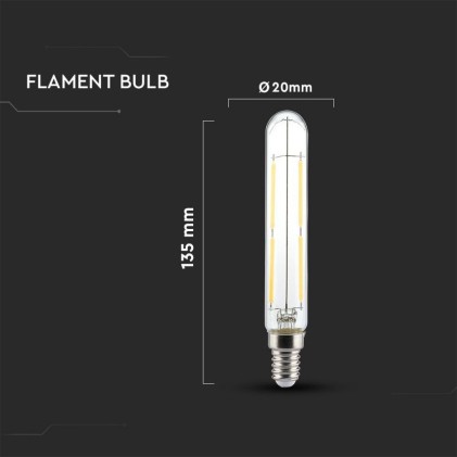 V-TAC Lampadina LED E14 4W T20 Filamento 4000K