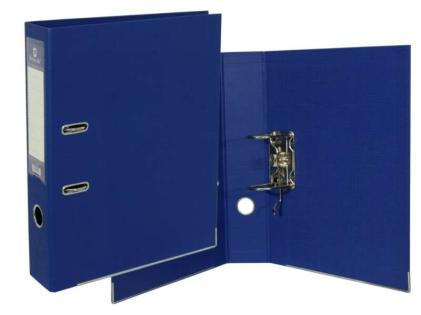 Raccoglitore Bismark AZ PVC A4, dorso 75 mm - Resistente - Porta biglietti da visita sul dorso - Raccoglitori metallici sul bordo inferiore - Meccanismo a leva - Blu