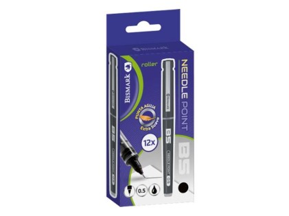 Penna a sfera con inchiostro liquido Bismark, punta ad ago, scrittura fluida, alta precisione, colore nero