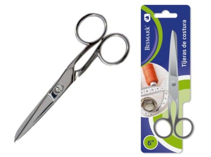 Forbici da cucito in acciaio inossidabile Bismark 15,2 cm - Fissaggio a vite - Pressione costante tra le lame - Presentazione in blister - Colore argento