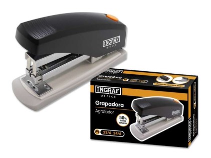 Ingraf Pro Stapler - Elevata capacit&agrave; di cucitura - Design ergonomico - Durata garantita - Ideale per ufficio e casa - Nero