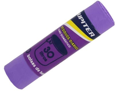 Jupiter Rotolo da 10 sacchi per la spazzatura da 30 litri - Qualit&agrave; Premium - Viola