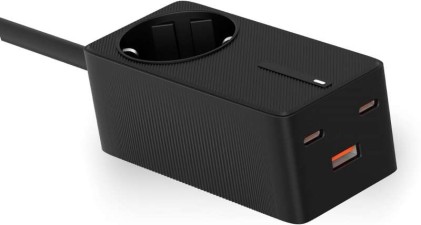 Multipresa ultra rapida Ksix GaN 65W - PPS - Power Delivery - Multiporta x4 - Cavo da 1,5 m - Indicatore LED - Colore nero