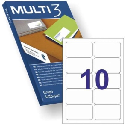 Multi3 Confezione da 1.000 Etichette Permanenti 99,1x57mm - Bordi Smussati - 100 Fogli x 10 Etichette - Colore Bianco