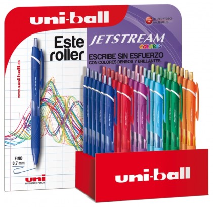 Uni-ball SXN-150C JetStream Colors Display da 36 penne retrattili - Punta a sfera da 0,7 mm - Inchiostro pigmentato resistente all'acqua e alla luce - Asciugatura istantanea - Colori assortiti