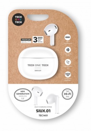 Cuffie Bluetooth wireless TechOneTech - Fino a 20 ore di riproduzione - IPX5 - Colore bianco