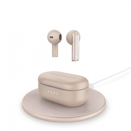 Cuffie Bluetooth True Wireless Energy Sistem - Base di ricarica wireless inclusa - 25 ore di musica - Colore Oro Rosa