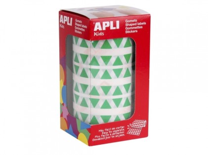 Rotolo Apli da 6.136 adesivi triangolari - Adesivo permanente - Facile da separare - Adesivo a base d'acqua - Colore verde
