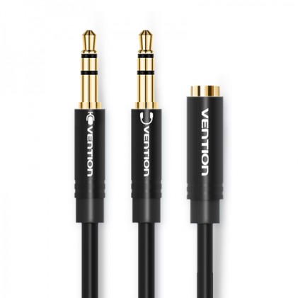 Cavo stereo Vention 2x jack maschio da 3,5 mm a jack femmina da 3,5 mm - 0,3 m - Nero