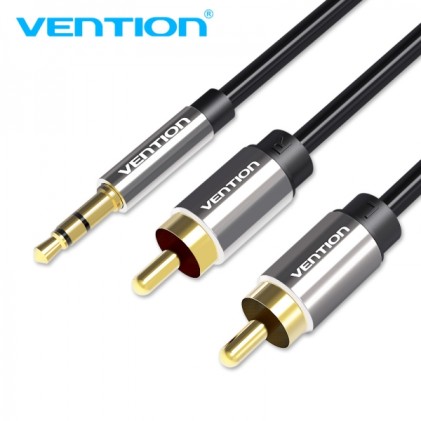 Cavo stereo Vention Jack 3,5 maschio a 2 RCA maschio BCFBI - 5 m - Nero