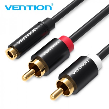Cavo stereo Vention Jack 3.5 femmina a 2x RCA maschio - 2m - Nero