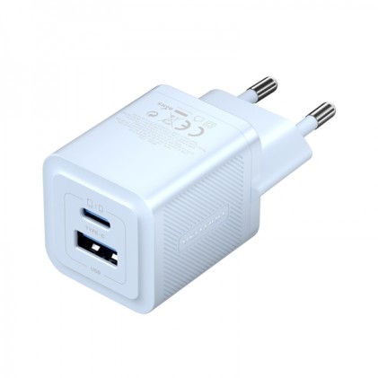 Vention GaN Caricabatterie da muro 2 porte USB (C+A) - 30W/30W - Ricarica rapida UE - Blu