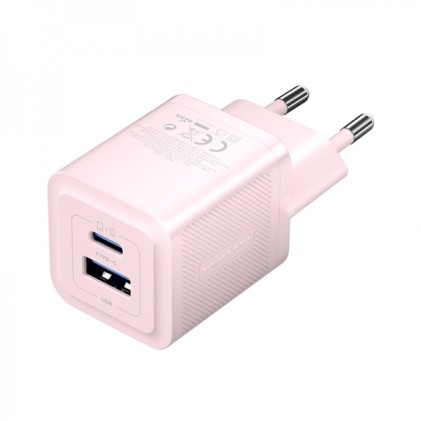 Caricabatterie da muro Vention GaN 2 porte USB (C+A) (30W/30W) - Ricarica rapida UE - Rosa