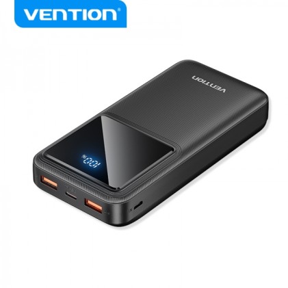 Vention Powerbank Batteria 20000mAh 22,5W USB (C+A+A) con Display LED - Nero
