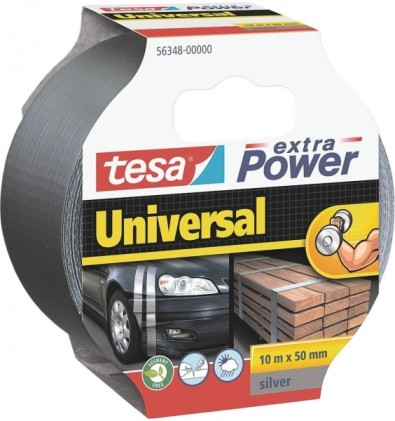 Nastro adesivo multiuso universale Tesa Extra Power 50 mm x 10 metri - Forte potere adesivo - Facilmente strappabile a mano - Resistente alle intemperie - Grigio