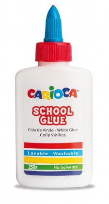Colla Bianca Carioca 250gr - Coperchio con Dosatore - Adatta per Carta e Cartone - Asciugatura Trasparente - Senza Solventi - Colore Bianc