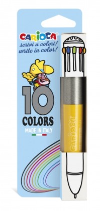Penna a sfera Carioca 10 colori Vintage - Penna a sfera automatica - 10 colori in un'unica penna - Punta &Oslash; 1 mm - Vari colori