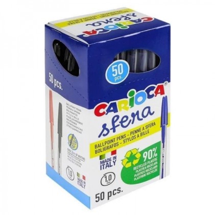 Penna a sfera Carioca Sfera - Punta Ø 1mm - Cappuccio e inchiostro Retro - Scrittura Super Fluida - Confezione Carta - Colore Blu