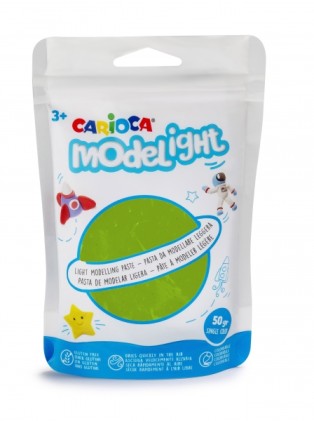 Confezione di pasta modellabile super leggera Carioca Modelight - Elastica e malleabile - Asciuga all'aria - Non sporca le mani - Riutilizzabile con acqua - Verde