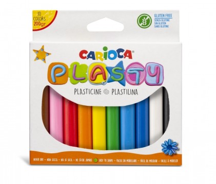 Carioca Confezione da 10 pezzi di pasta modellabile - Facile da usare - Non si secca - Riutilizzabile - Colori brillanti e miscelabili - Senza glutine - Colori assortiti