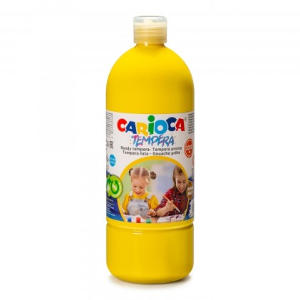 Tempera Carioca Flacone - 1000ml - Colori Super Lavabili - Facili da Miscelare - Applicabili su Materiali Porosi - Elevata Opacità - Colore Giallo