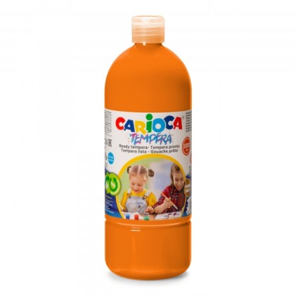 Tempera Carioca Flacone 1000ml - Colori Super Lavabili - Facili da Miscelare - Applicabili su Materiali Porosi - Elevata Opacit&agrave; - Colore Arancio