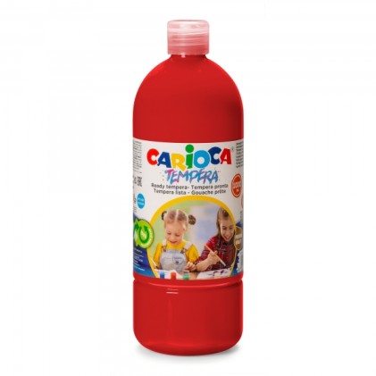 Tempera Carioca Flacone 1000ml - Colori Super Lavabili - Facili da Miscelare - Applicabili su Materiali Porosi - Elevata Opacit&agrave; - Colore Rosso