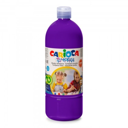 Bottiglia Tempera Carioca - 1000ml - Colori Super Lavabili - Facili da Miscelare - Applicabili su Materiali Porosi - Elevata Opacità - Colore Viola